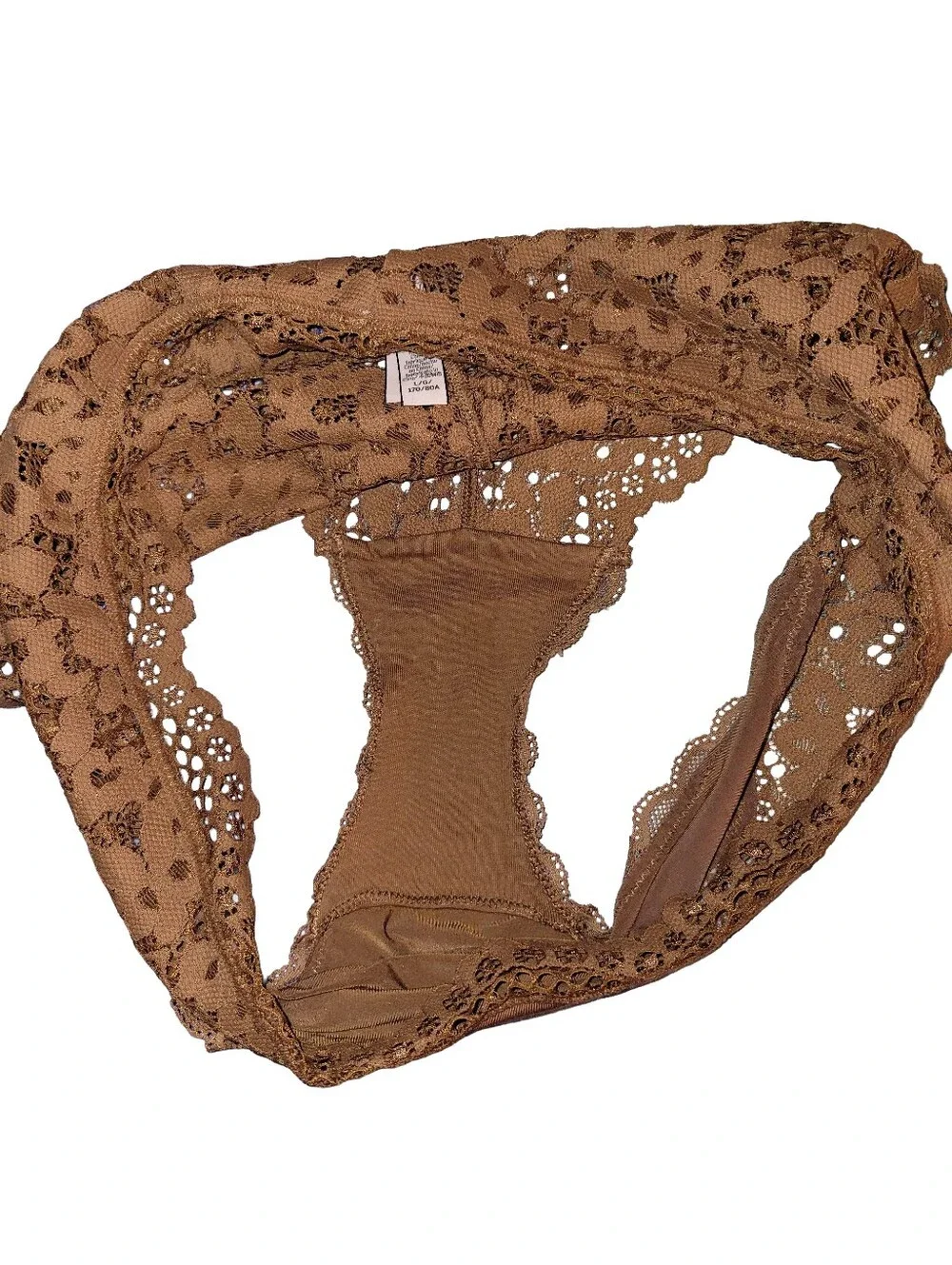 Victoria's Secret Body By Victoria Lace Back Hipster Panty Brown Size Large NWOT